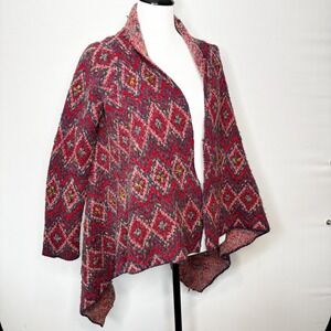 Sleeping On Snow Wool Alpaca Blend‎ Cardigan Size M Geometric Print Open Front